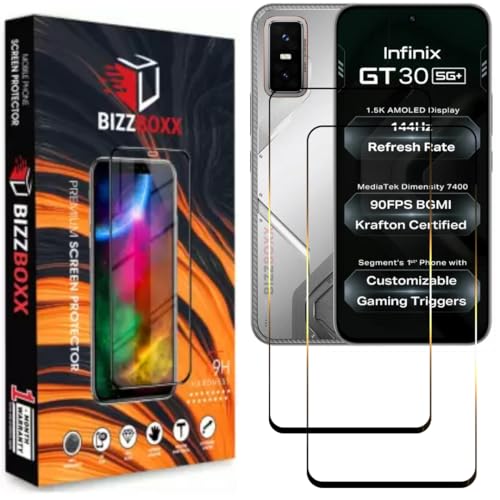 Image of Compatible With Infinix GT 30 5G Tempered Glass Screen Protector Guard - HD Clarity, Anti-Fingerprint Screen Guard (Infinix GT 30 5G - 6.78 inch)|With Installation Kit - Pack of 2