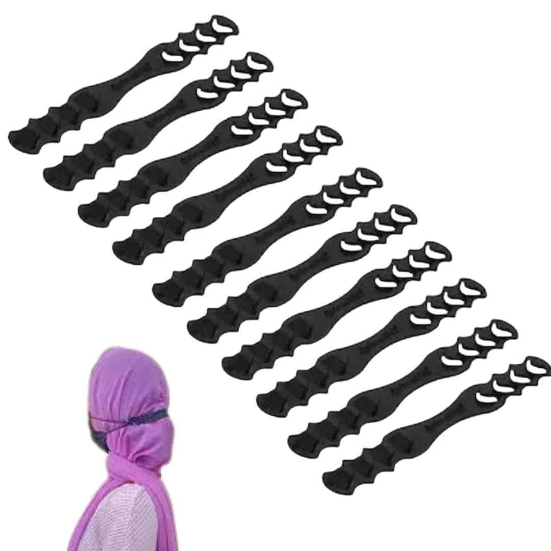 Mask Extender Strap Hook, PC Plastic, Adjustable Ear Relief, Black and White, (Pack of 9)-image-29