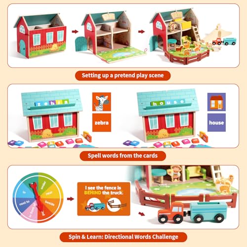 Image of INIFEIDALA Montessori Farm Dollhouse for Toddlers 3-5