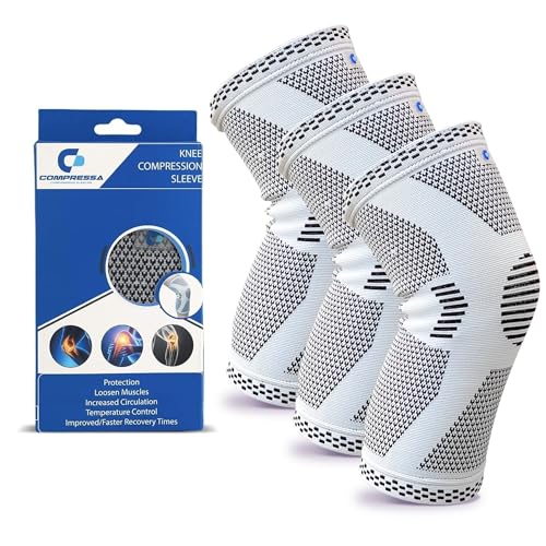 Image of Compressa Knee Sleeve for Women & Men (3-Pack Regular) - Non-Slip Compression Support for Joint Pain, Muscle Recovery, Arthritis, and Injury Relief