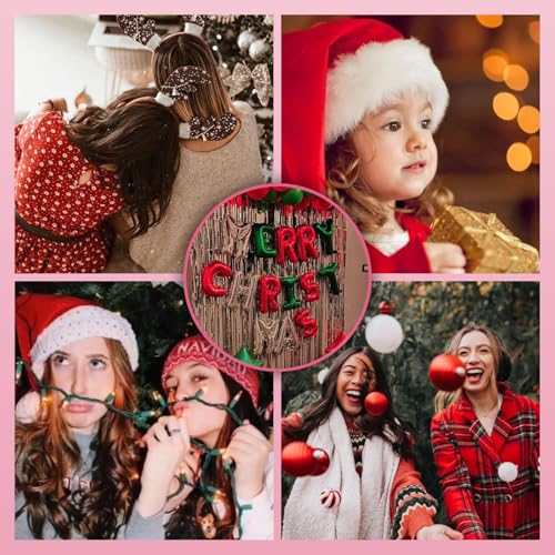 Image of WENNALIFE Hair Tinsel for Girls, Chrismas Fairy 2PCS Red 2PCS Green 1PCS Gold 1PCS Silver 1200 Strands 6PCS 48 Inch Glitter Tinsel Hair Extensions Christmas Gift Sparkle Strands
