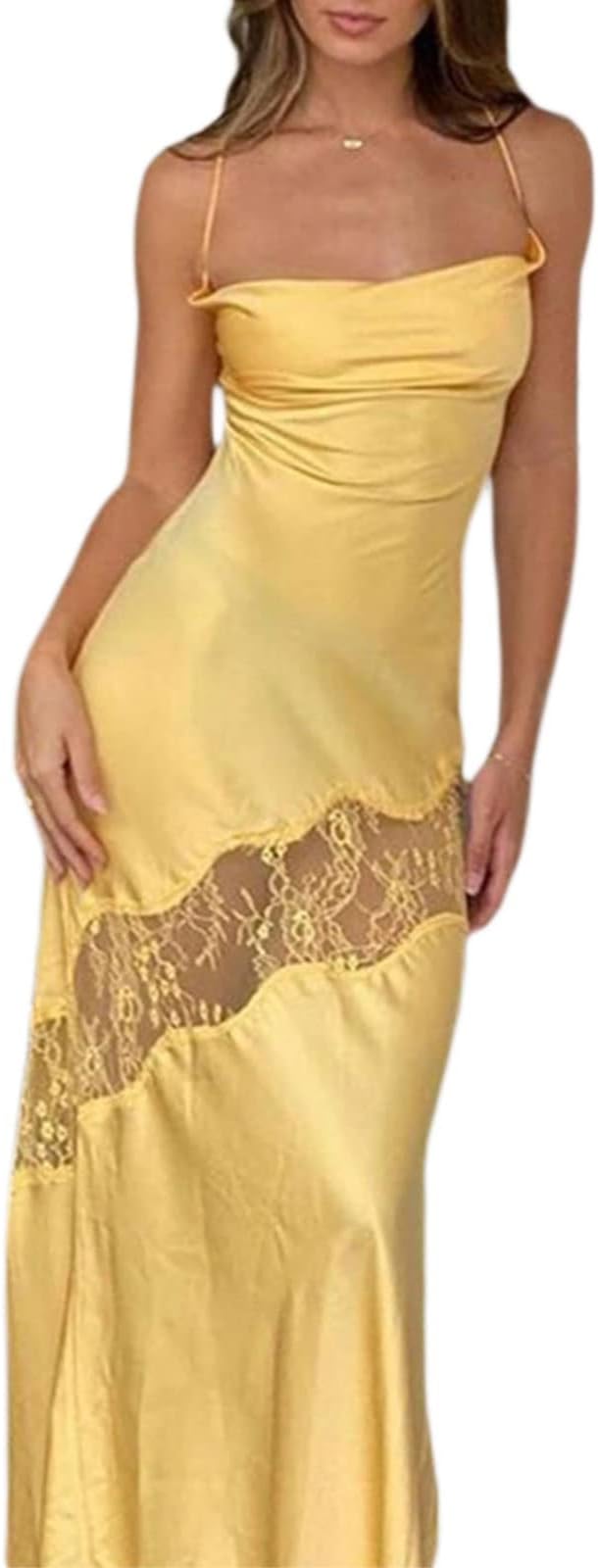 YuemengxuanWomen Satin Tube Maxi Dress Sexy Strapless Backless Long Bodycon Slim Dresses Party Cocktail Formal Dress