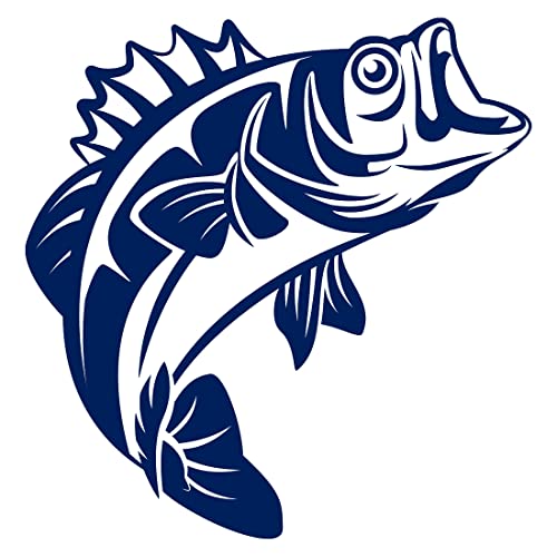 NBFU Bass Fishing Fish (Navy Blue) (Set Of 2) Premium Waterproof Vinyl Decal Stickers For Laptop Phone Accessory Helmet Car Window Bumper Mug Tuber Cup Door Wall Decoration