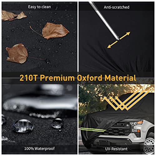 Image of 6 Layer Waterproof Car Cover for Toyo-ta Tacoma Double Cab 5ft Bed Truck Cover Accessories, All Weather Windproof PEVA Car Covers with Door Zipper Up to 232 inch L, for Sun Rain UV Protection