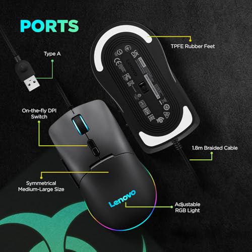 M210 RGB - Mouse da gioco, 7 pulsanti, luce RGB a 3 zone, 8000 PPP, 300 IPS, 35 G, 1000 Hz, colore: Nero - Mouse gaming - Immagine 5