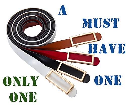 Insighter Women Genuine Leather Belt Waist Skinny Dress Belt For Jeans Pants 0.93" Width 39.4" Brown S #TOP5