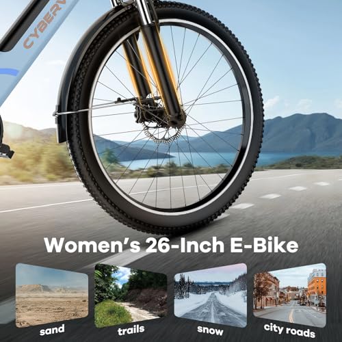 Aelith 26″ Electric Bike for Adults โ Powerful 1000W Motor, 48V Removable Battery, 7-Speed, Front Suspension & LCD Display โ Commuter and Mountain EBike for Women
