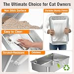 2PACK Stainless Steel Cat Litter Boxes, XL Large Metal Litter Box with High Sides Lid, Odor Free Litter Pan Include Scoop Easy Cleaning Anti-Scratch Kitty Cat Box Anti-Urine Leakage, Non-Sticky - Image 4