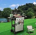 3-Burner Propane Gas BBQ Grill with Side Burner, 46790BTU Output With Enameled Cast Iron Cooking Grids For Outdoor Barbecue, Stainless Steel (3-Burner 25650BTU)