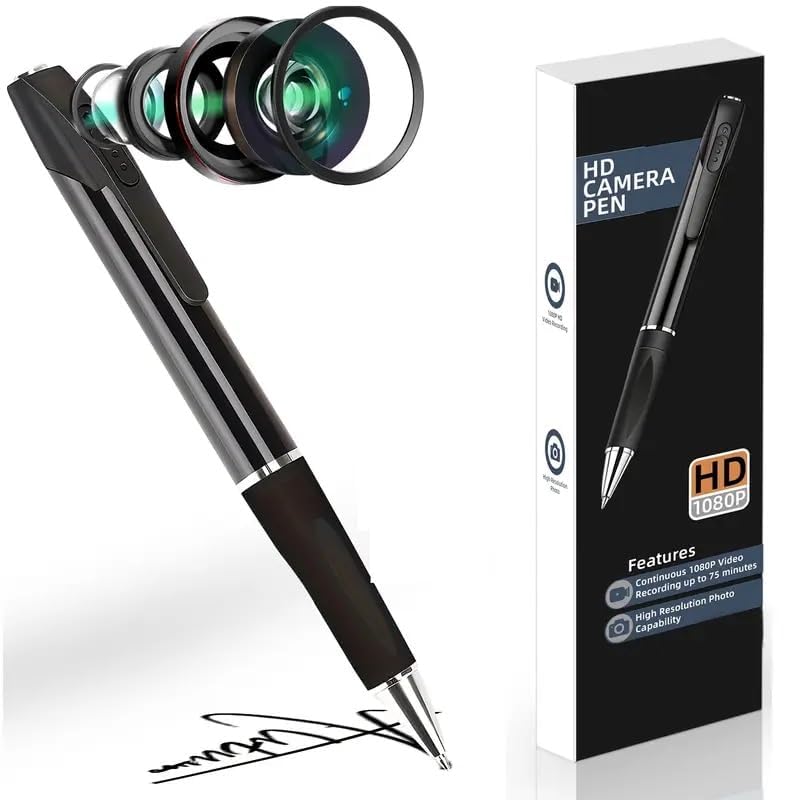 Asleesha Spy Pen Camera HD 1080p Video and Audio Recording | Mini Hidden Pen Body Camera Lens Cover | Portable Hd Video Recorder with Data Cable Feature for Home/Office/Meeting - W8 Metal Black-image-39