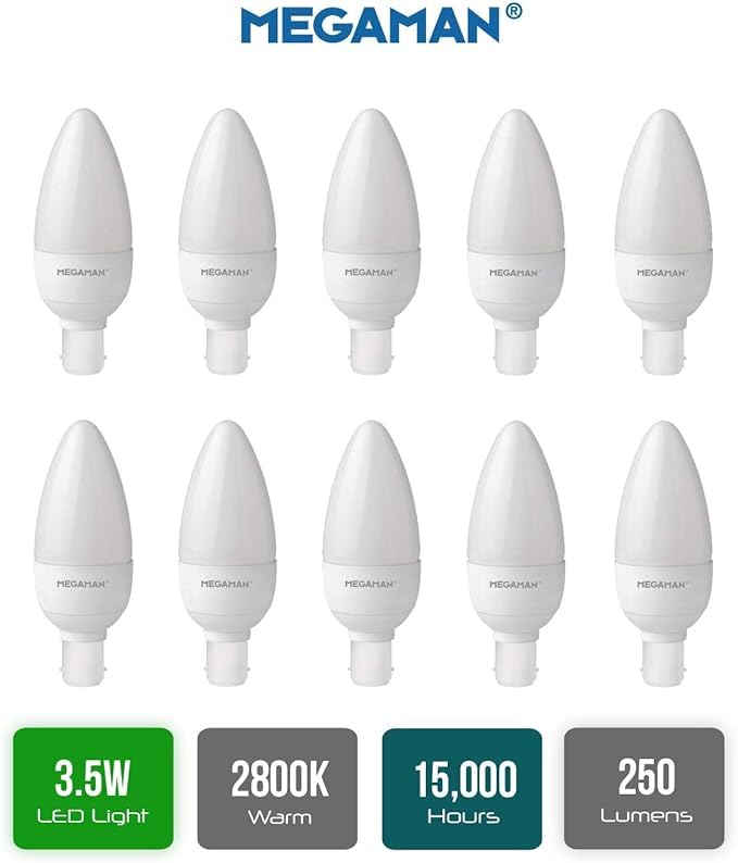 MEGAMAN LED 3.5W Candle Light Bulbs Opal B15 SBC 2800K Warm White 250lm 25W Halogen Bulbs Replacement - Image 2