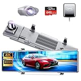 ドライブレコーダー ミラー型 【2024新モデル&12インチ超大画面&4K 高画质】 ドラレコ 前後カメラ 64GB SDカード GPS機能搭載 伸縮式カメラ タッチパネル式 ドラレコ ミラー型 ミラレコ 右ハンドル日本車対応 170度広角視野 HDR/WDR画像補正 全国LED信号機対策 地デジノイズ対策済 IP67防水リアカメラ 操作簡単 日本語取扱説明 (グレー)