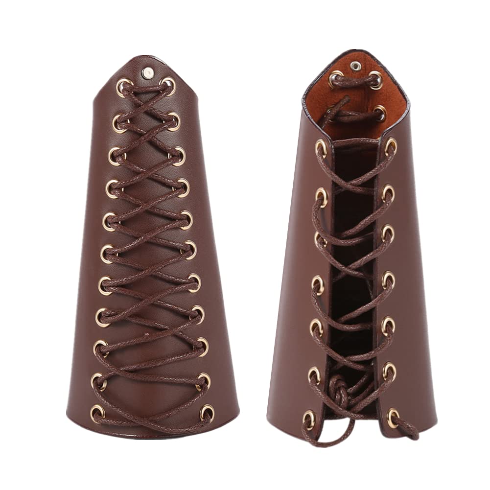 Antilog Arm Gurad, Archery Arm Guard Bracer Hunting Shooting Lace-up Leather Armguard(Brown)