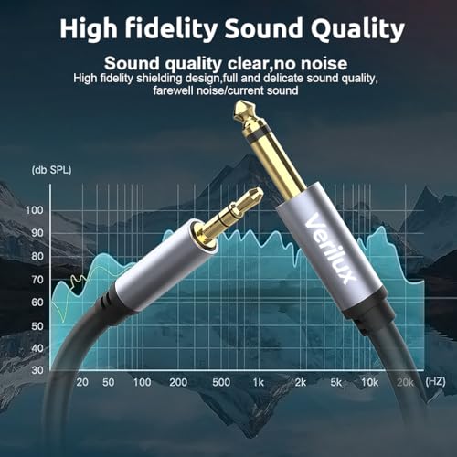 Image of Verilux 6.35mm to 3.5mm Stereo Audio Cable, 10Ft 1 /4 inch Male to 3.5Mm 1 /8 inch Male TRS Bidirectional Stereo Jack Cable, Audio Cable for Guitar, iPod, Laptop, Home Theater Devices, Speaker and Amplifiers