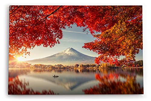 Paul Sinus Wandbild 120x80cm Japan Fuji Berg Baumkrone Herbstblätter Fischerboot Paul Sinus Wandbild 120x80cm Japan Fuji Berg Baumkrone Herbstblätter Fischerboot