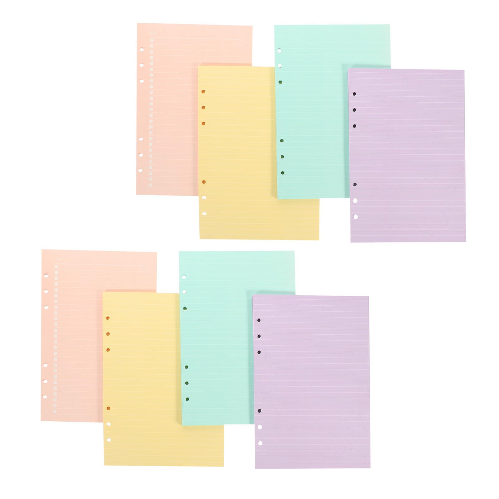 8 Piezas Recambio para Carpeta de Anillas con Papel a Rayas de Colores para Organización Escolar y Oficina Paquete de Páginas