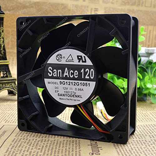 CYRMZAY kompatibel für SANYO San Ace 120 9G1212G1051 12V 0.98A 120x120x38mm 12038 3-Wire cooling Lüfter Cover