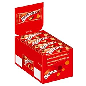 Maltesers Mini-Beutel | Schokokugeln mit Knusperkern | Großpackung Schokolade Weihnachten | 25 Beutel (25 x 37g)