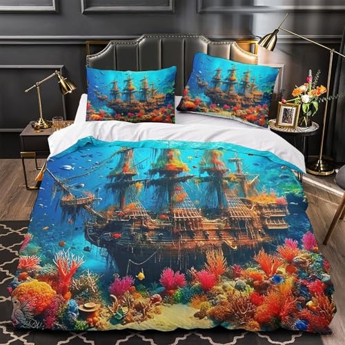 Ensemble de lit imprimé 3D navirewreck double 200x200 microfibre