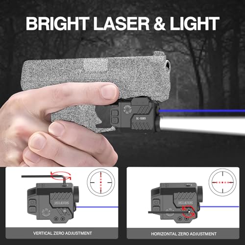 Image of Solofish 800 Lumens Adjustable Pistol Light Laser Combo, Strobe Function Blue Laser and Tactical Light Fits for Full Size with Rail