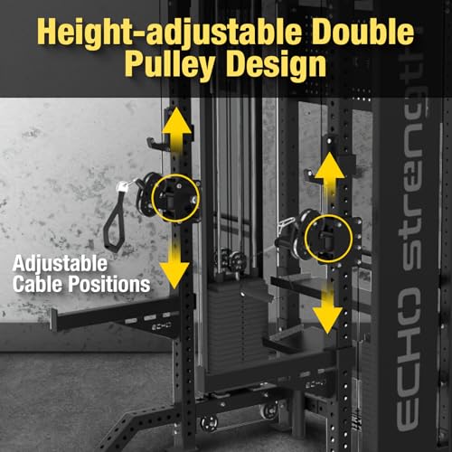 Image of Commercial Functional Trainer Cable Machine with Dual Weight Stacks, Power Cage Squat Rack, Dual Cable Crossover Machine with Pulley System