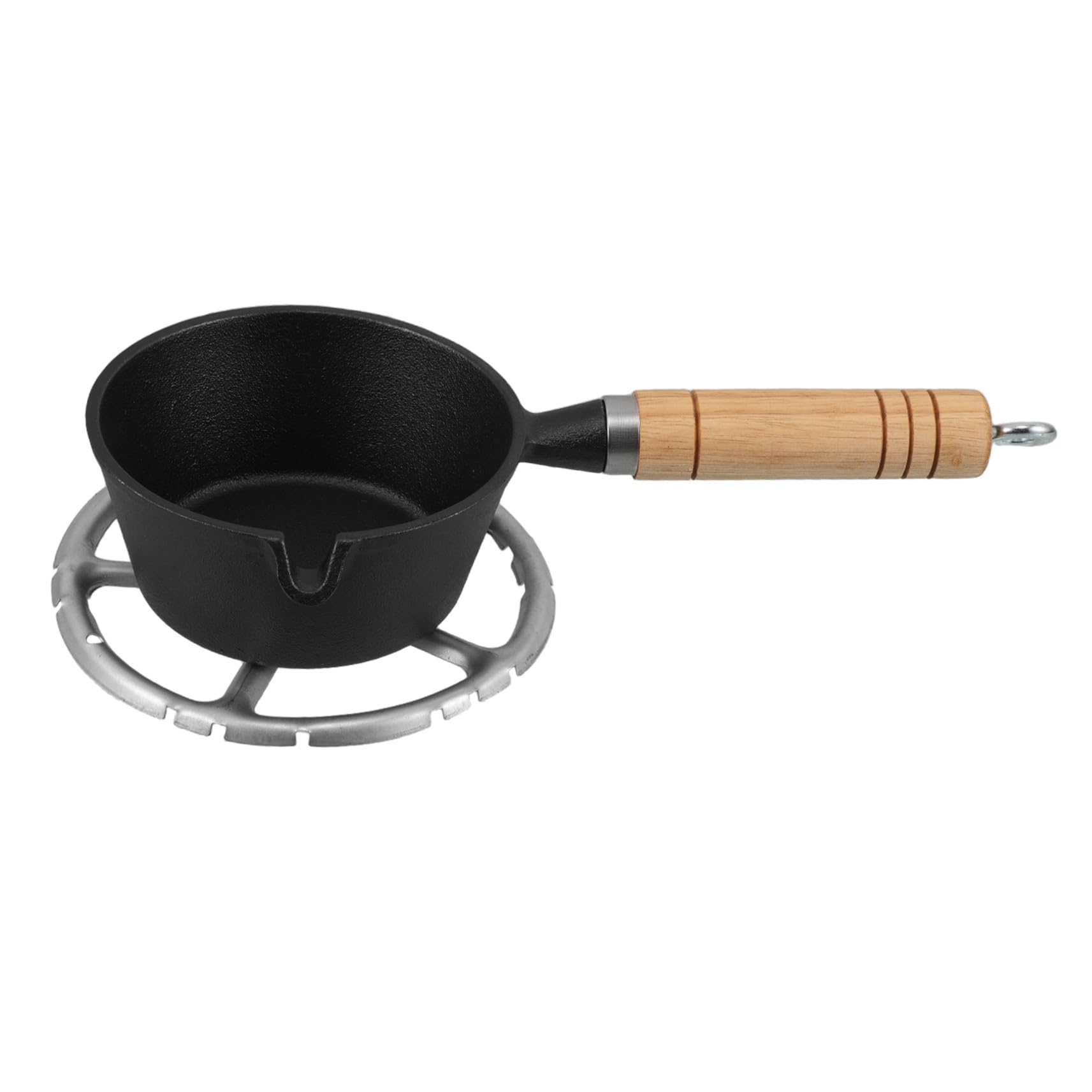 VICASKY Kleine Gusseisen Eierpfanne mit Holzgriff für Braten und Servieren