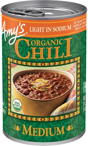 Amy's Organic Chili, Vegan Medium Chili, Light in Sodium, Gluten Free, Made With Red Beans and Tofu, 14.7 Oz