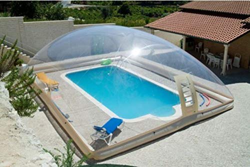 Aufblasbarer Whirlpool, Schwimmbad, Solarkuppel, Zelt, mit Gebläse und Pumpe (4 x 3 x 2,5 m) Garten