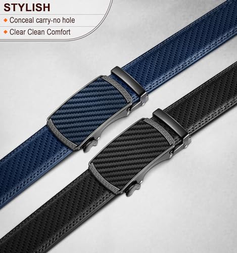 Image of BULLIANT Men's 2-Pack Ratchet Leather Belt Trimmable 1 3 /8 inch-Gift Boxed