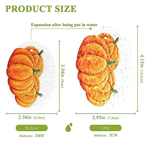 Image of Autumn Thanksgiving Pumpkins Kitchen Sponges Fall Orange Leaves Cleaning Dish Sponges Non-Scratch Scrubber Sponge for Kitchen Bathroom Cars, pack of 3