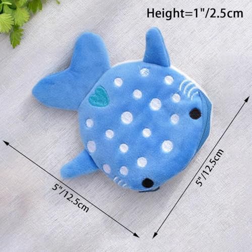 Cute Whale Shark Coin Purse, 4PCS Funny and Practical Coin Pouch, Kawaii Wallet with Zipper Keychain for Women2