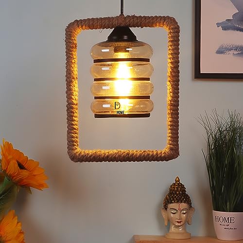 Image of DECOHOME Modern Hanging Ceiling Lamp Lights for Home & Decor | Premium Finish Pendant Light for Living Room, Bedroom & Dining Area | Stylish Indoor Lighting | Chandelier Lights (Rectangular-Black)