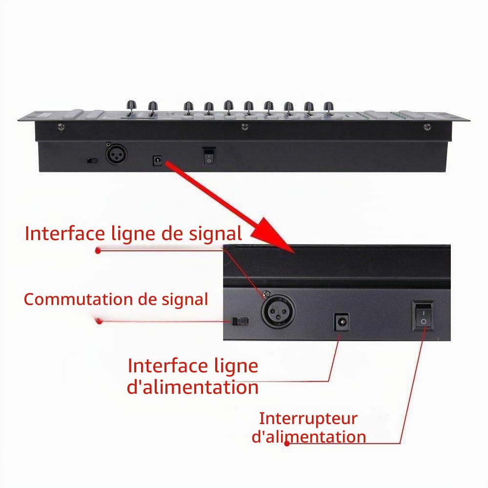 DMX-512 Contrôleur Console 192 Canaux DJ Lumière Contrôleur Console 240 Scènes pour Mini Contrôleur DMX Pupitre de Lumière Fête DJ Disco Moving Head Lumière Scène Lampe Opérateur Équipement (Noir)