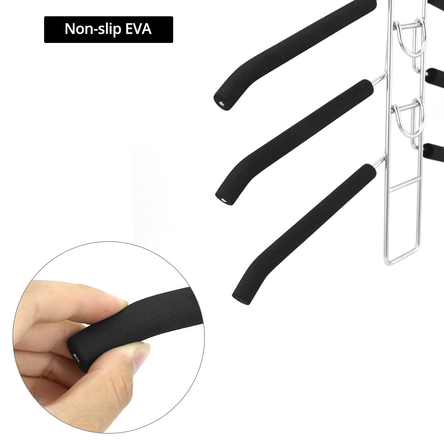 QWORK Kleiderbügel, platzsparend, strapazierfähig, 5-in-1, mehrschichtige Metall-Kleiderbügel mit rutschfestem Schaumstoff, für T-Shirts, Blusen, Mäntel, Anzüge, Pullover, T-Shirts, 4 Stück