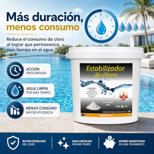 Miniatura 7 de Estabilizador De Cloro - Retrasa Destrucción Del Cloro, Compatible Con Todo Tipo Piscinas, 5 Kilos - Diasa Industrial