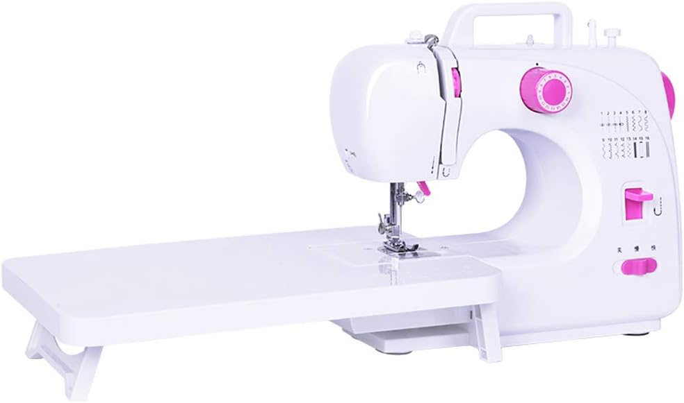 – Sewing Machine with Expansion Table, 16 Built-in Stitch Patterns, Double Thread, 2 Speeds, Crafting Mending DIY Tool, Ideal for Beginners