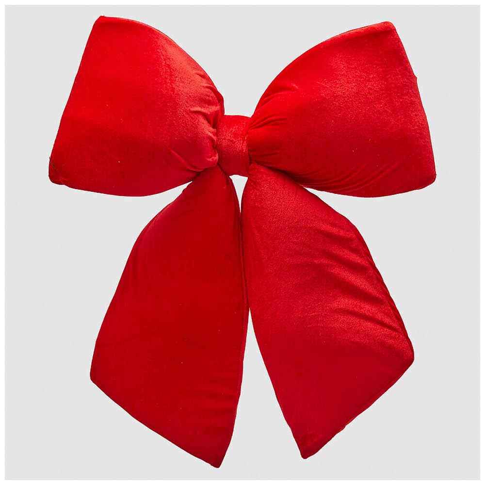 EDG - Enzo de Gasperi Fiocco Natalizio Rosso Effetto Velluto, Decorazione per Albero di Natale 60xH64 cm