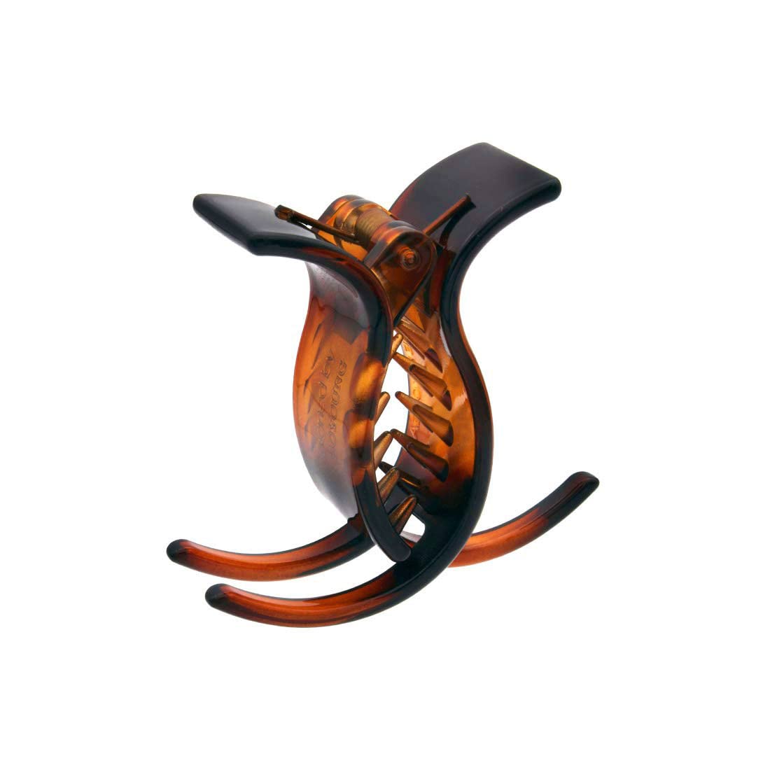 Pinza Per Capelli A Catena Tartarugata 7 Cm - Molletta Ad Anelli Incrociati - Fermaglio Basic Resistente Per Donne