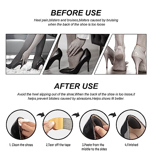 Image of Foam Heel Pads for Shoe that are Too Big Inserts Heel Grips, Back of Heel Cushions Protectors Liner Heel Slip Pads,Blisters,Shoe Filler for Loose Shoe (Black)