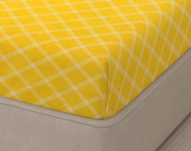 Image of RD TREND Cloud Cotton Double Bed Bedsheet-90x100 Inches with 2 Matching Pillow Covers (18x28Inch | Queen Size Bed Sheet 210 TC Soft & Breathable | (Lines-Yellow)
