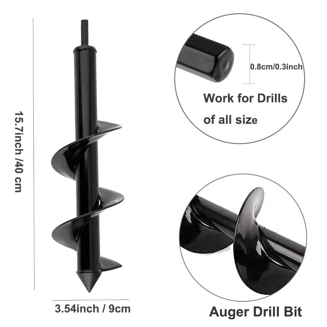 Trapano a spirale da giardino, trivella a spirale, per avvitatore a batteria, trivellazione, trivellazione per trapano, piantatrice di bulbi, strumento di scavo per piantare e forare, 9 x 40 cm