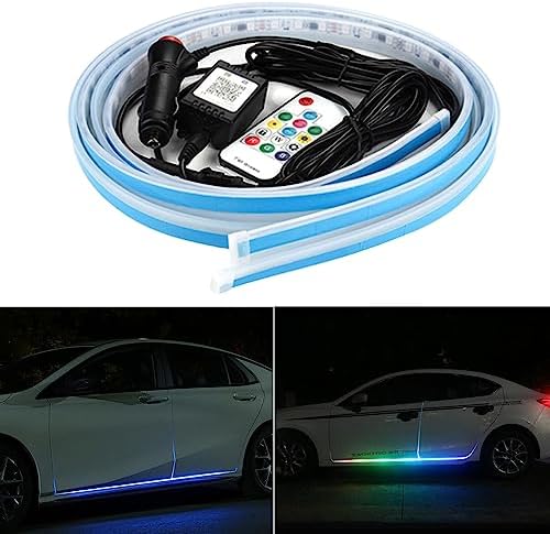 RGB Running Board Lights,Car LED Light Strip,Exterior Side Door Skirts Ambient Lighting Dreamcolors,20 Music Modes,Wireless Remote Neon Lights for Trucks SUV Cars Automotive Accessories(59'',Remote)