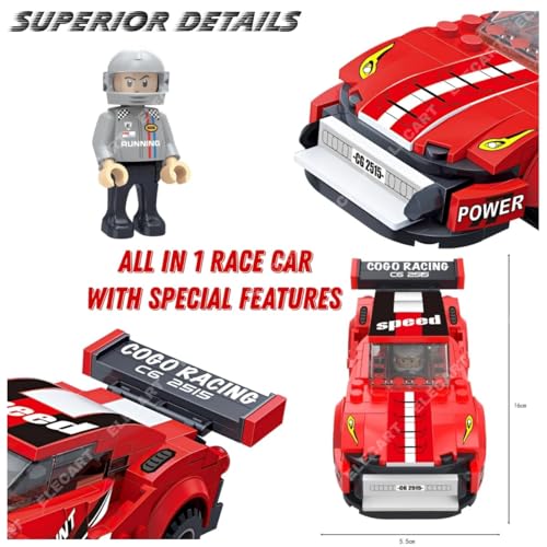 Image of Racing Car Building Blocks Set - 195 PCS STEM Construction Toy for Kids Ages 6-12 | Educational DIY Brick Model Kit for Boys & Girls | Compatible with Major Brands |