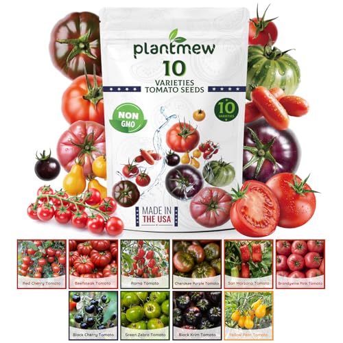 PLANTMEW 10 Heirloom Tomato Seed Varieties Packet - Non-GMO, Open