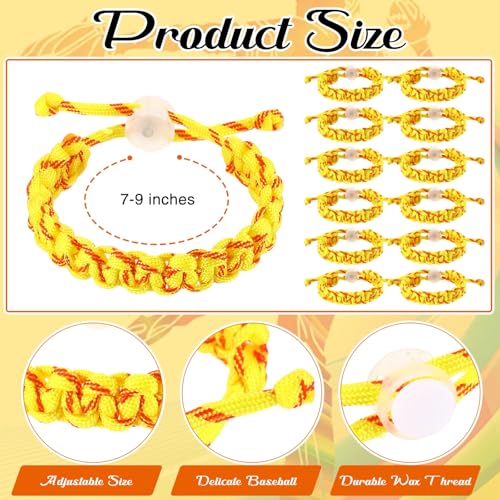 24 Pcs Softball Bracelet for Girls, Softball Party Favors Adjustable Handmade Braided Bracelet Wristband Inspirational Sport Accessories Gift for Teams Player Women Birthday Jewelry2