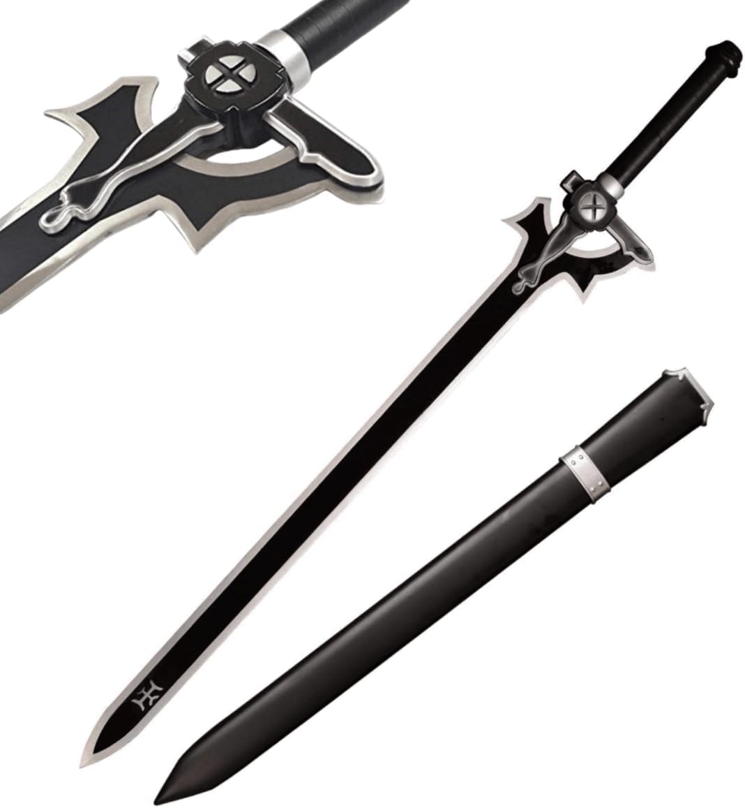 Sword Valley SAO Elucidator - 109 cm/42.9" - Blade Carving Rune Symbols - Carbon Steel Blade - Hand Forged with Exquisite Details - Cosplay Prop Anime Sword- Suitable for Collection