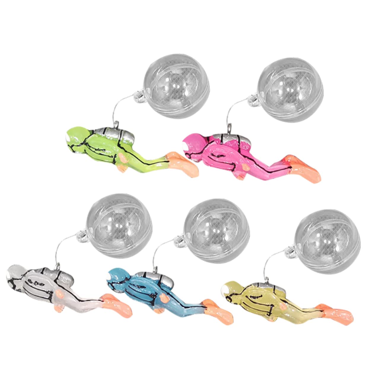 Zerodeko Lot de 15 Décorations Lumineuses pour Aquarium Petits Poissons LED Plongeurs Figurines Décoratives Paysage Simulé Décoration De Plongeur Statue Flottante en Plastique