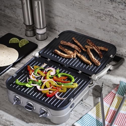 Cuisinart Griddler Indoor Grill, Panini Press, Sandwich Maker & More, 5-in-1 Grilling, Dishwasher-Safe Nonstick Cooking Plates, GR-4NNAS, Stainless Steel - Image 4