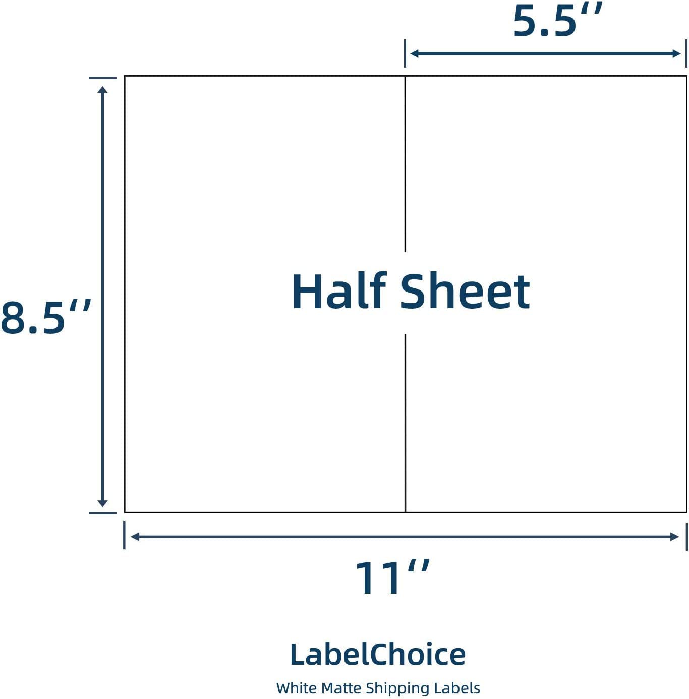 100 Sheets 200 Labels Half Sheet Self Adhesive Shipping Labels for Laser & Inkjet Printers, 8.5" x 5.5" Shipping Mailing Labels, 2 per Page Shipping Labels, 5 1/2 x 8 1/2 Half Sheet Labels