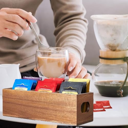 Image of Wooden Tea Bag Organizers, Tea packet Storage Boxes, Tea Caddy for Tea Bags Chest, Teabag Holder Containers, Teabox Station Display, Organizador De Tes Caja Para Te, 3 Compartments (Wood)